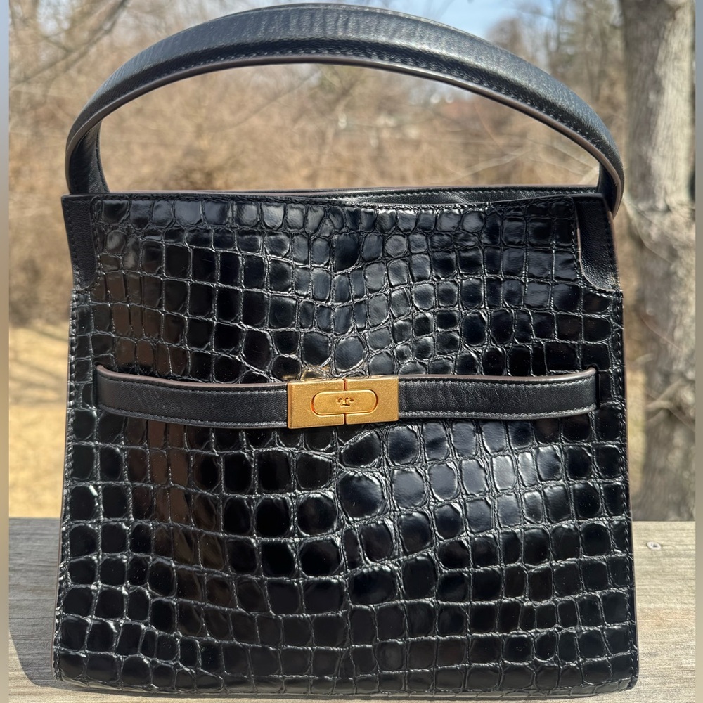 Tory Burch Lee Radziwill Croc-Embossed Leather Bag